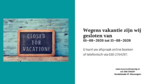 wegens vakantie